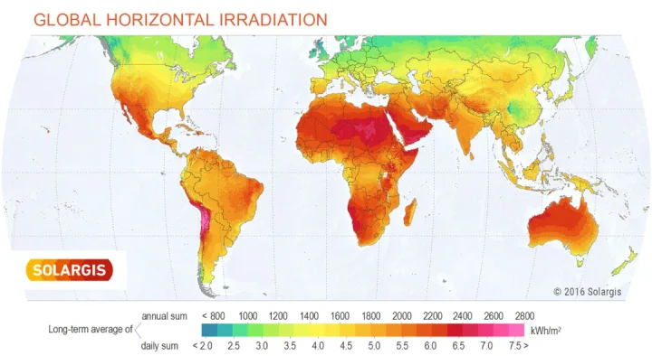 Solargis World GHI solar resource map